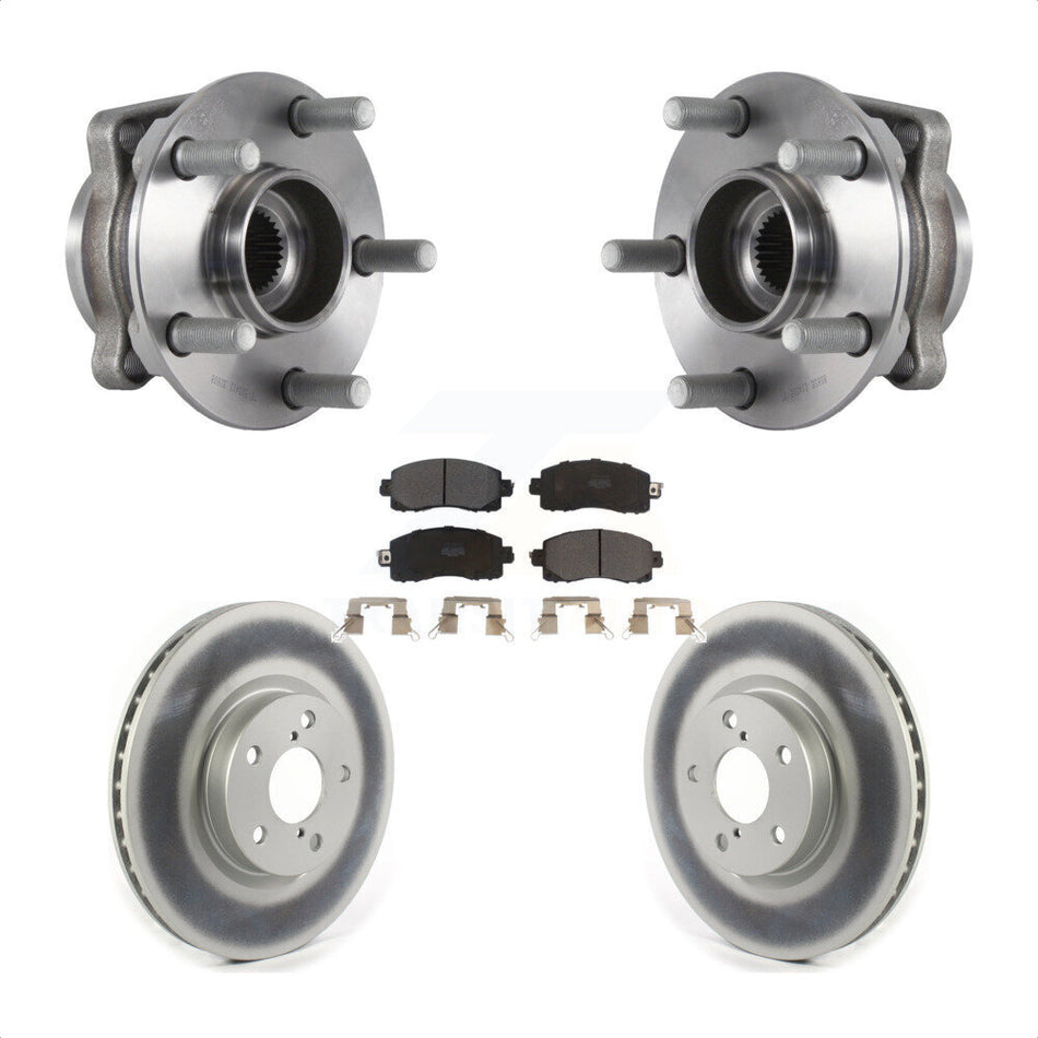 Front Hub Bearing Assembly With Coated Disc Brake Rotors And Semi-Metallic Pads Kit For 2017-2019 Subaru Impreza 276mm Diameter Rotor KBB-114658