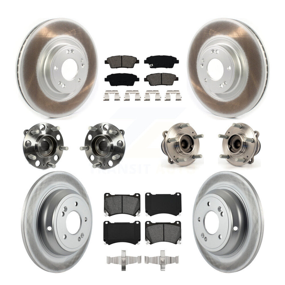 Front Rear Hub Bearings Assembly Coated Disc Brake Rotors And Semi-Metallic Pads Kit (10Pc) For Hyundai Genesis KBB-114676