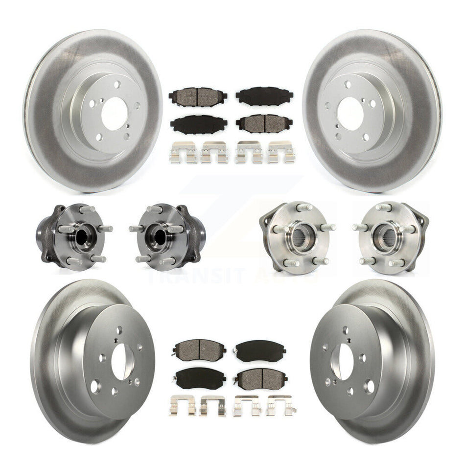 Front Rear Hub Bearings Assembly Coated Disc Brake Rotors And Semi-Metallic Pads Kit (10Pc) For 2013 Subaru XV Crosstrek With 292mm Diameter Rotor KBB-114679