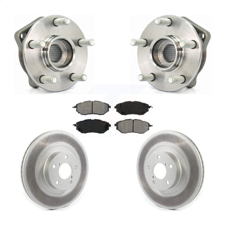 Front Hub Bearing Assembly With Coated Disc Brake Rotors And Semi-Metallic Pads Kit For 2009 Subaru Legacy 3.0 R with 3.0L 292mm Diameter Rotor KBB-114690