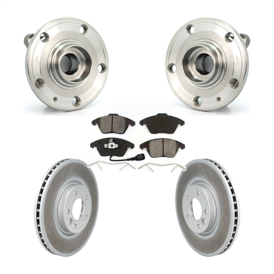 Front Hub Bearing Assembly With Coated Disc Brake Rotors And Semi-Metallic Pads Kit For Volkswagen CC 340mm Diameter Rotor KBB-114693