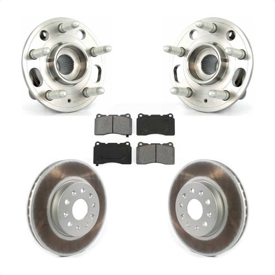 Front Hub Bearing Assembly With Coated Disc Brake Rotors And Semi-Metallic Pads Kit For Cadillac CTS KBB-114702