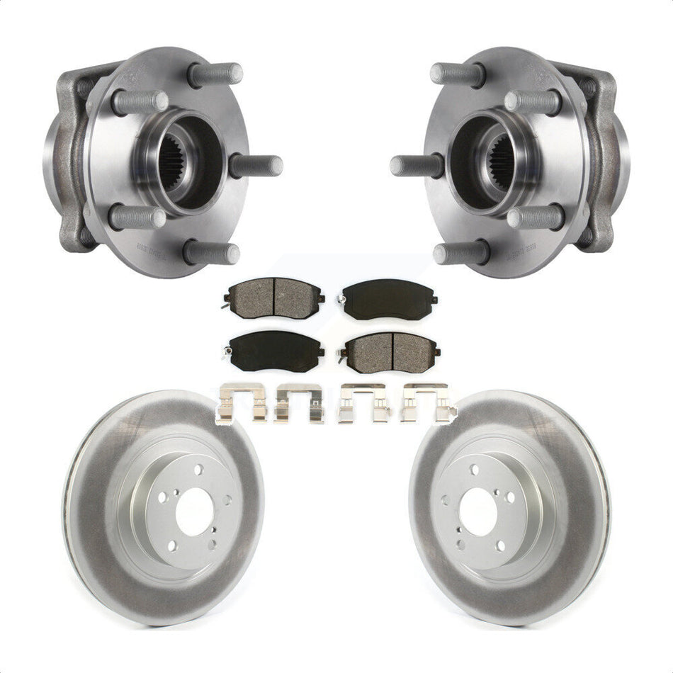 Front Hub Bearing Assembly With Coated Disc Brake Rotors And Semi-Metallic Pads Kit For Subaru Forester Crosstrek XV 292mm Diameter Rotor KBB-114711