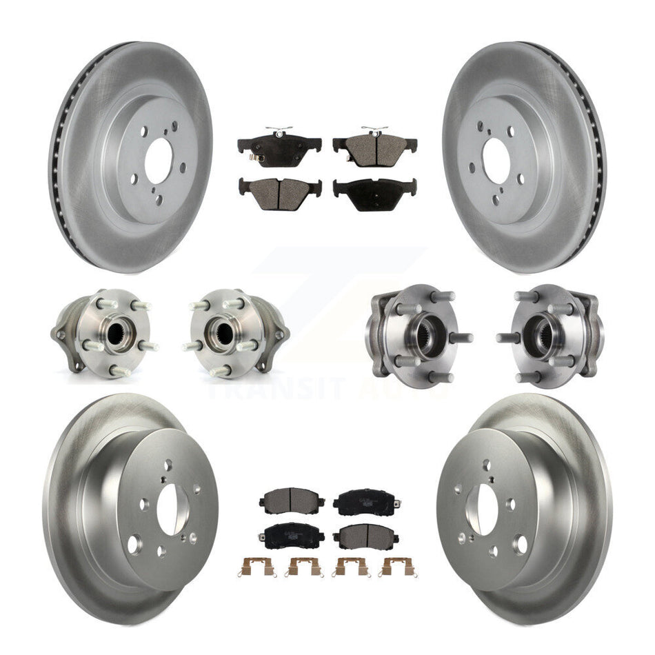 Front Rear Hub Bearings Assembly Coated Disc Brake Rotors And Ceramic Pads Kit (10Pc) For Subaru Crosstrek KBB-114729