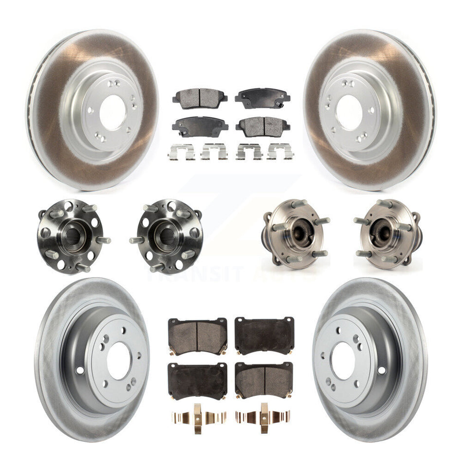 Front Rear Hub Bearings Assembly Coated Disc Brake Rotors And Ceramic Pads Kit (10Pc) For Hyundai Genesis KBB-114732