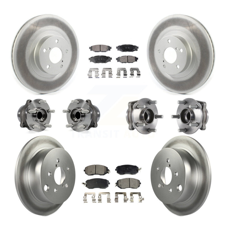 Front Rear Hub Bearings Assembly Coated Disc Brake Rotors And Ceramic Pads Kit (10Pc) For Subaru Forester Crosstrek XV With 292mm Diameter Rotor KBB-114738