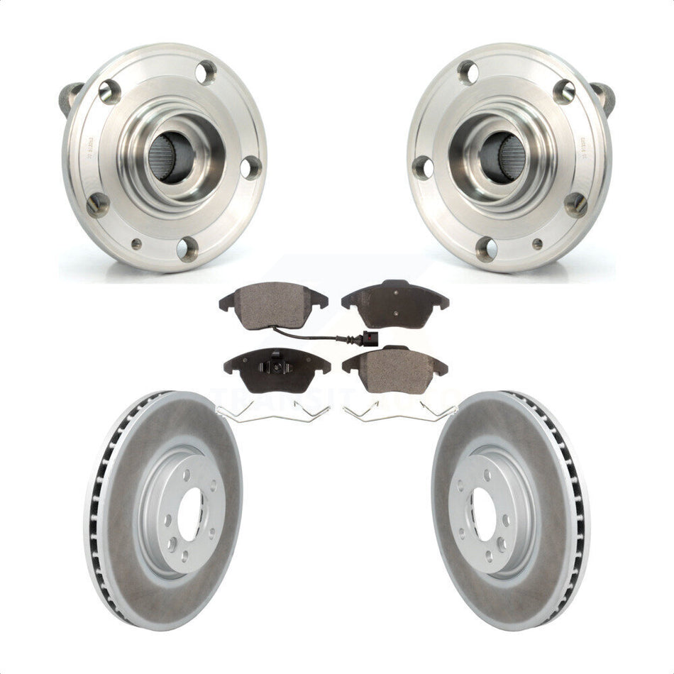 Front Hub Bearing Assembly With Coated Disc Brake Rotors And Ceramic Pads Kit For Volkswagen CC 340mm Diameter Rotor KBB-114765