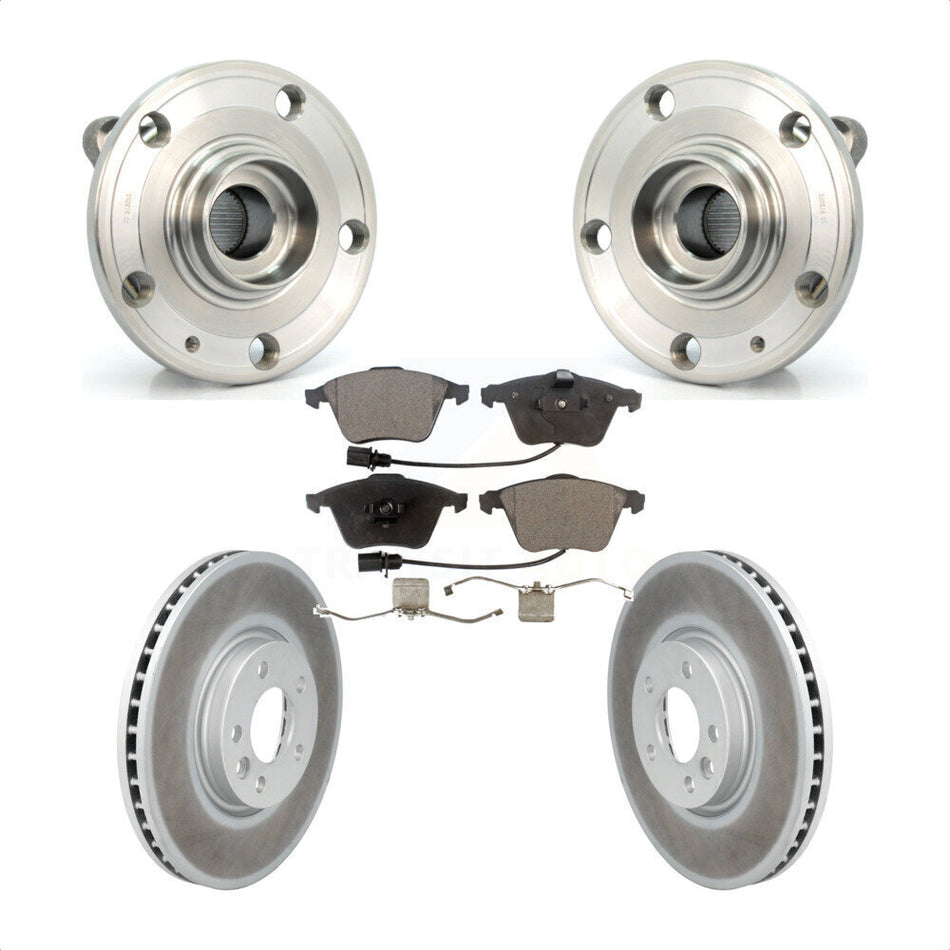 Front Hub Bearing Assembly With Coated Disc Brake Rotors And Ceramic Pads Kit For Volkswagen CC 340mm Diameter Rotor KBB-114766