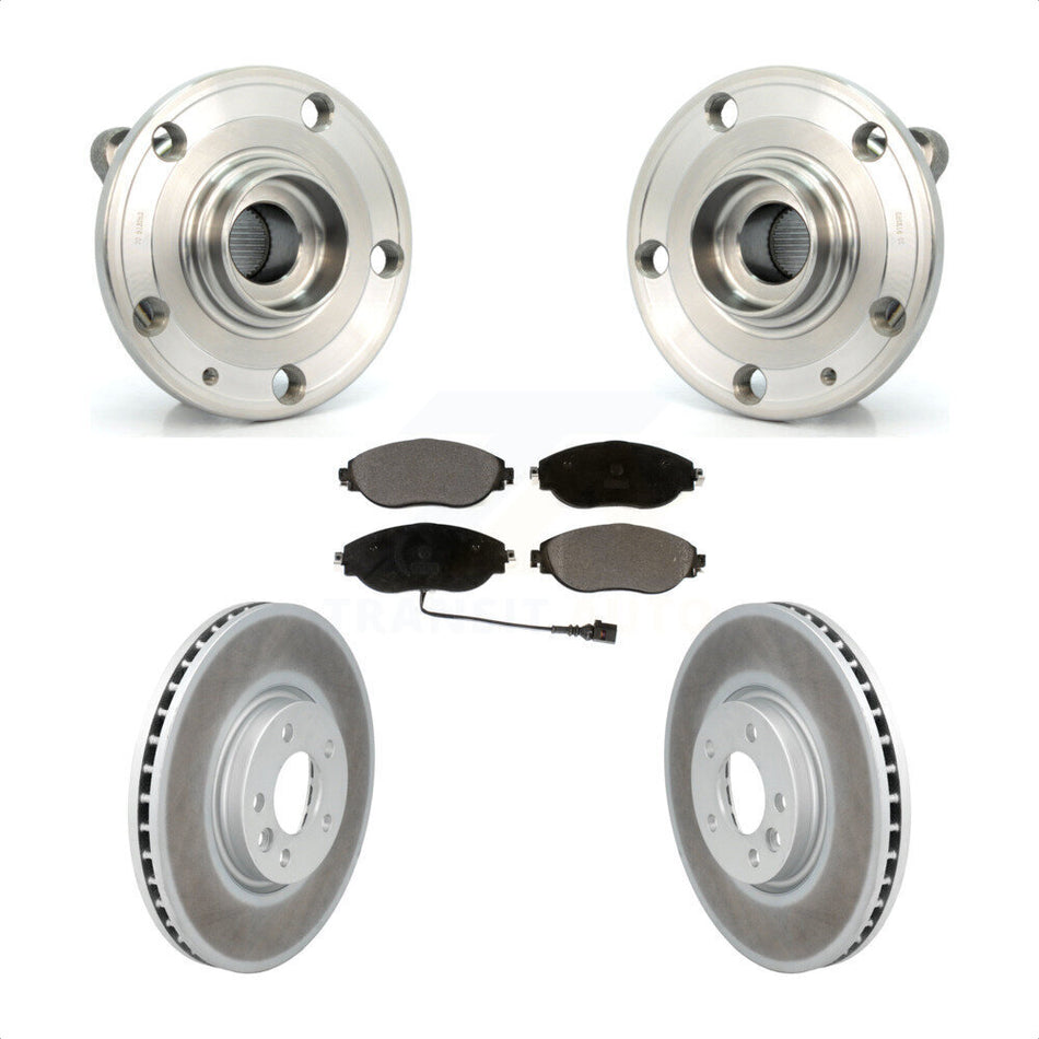 Front Hub Bearing Assembly With Coated Disc Brake Rotors And Ceramic Pads Kit For Volkswagen CC AWD KBB-114767