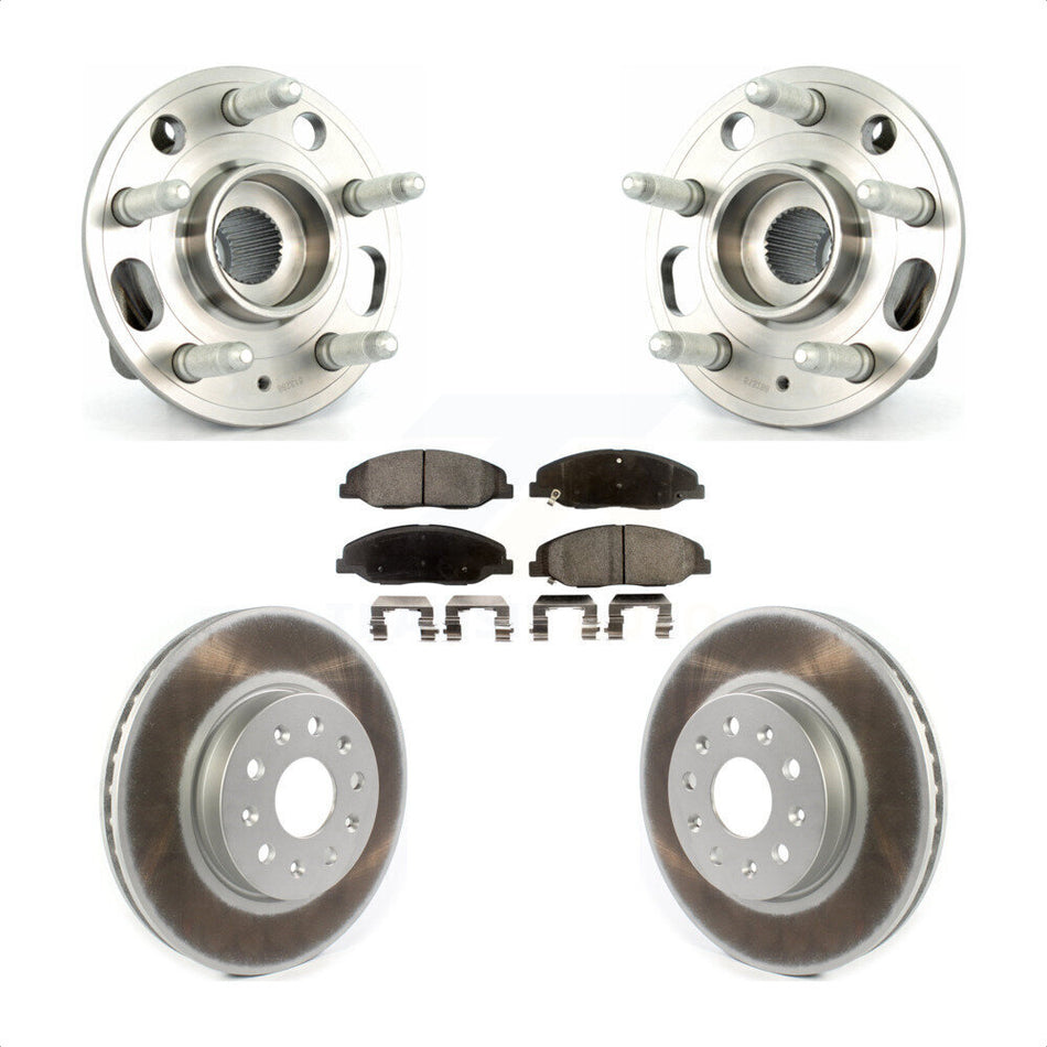 Front Hub Bearing Assembly With Coated Disc Brake Rotors And Ceramic Pads Kit For Cadillac CTS Without Heavy Duty Brakes KBB-114782