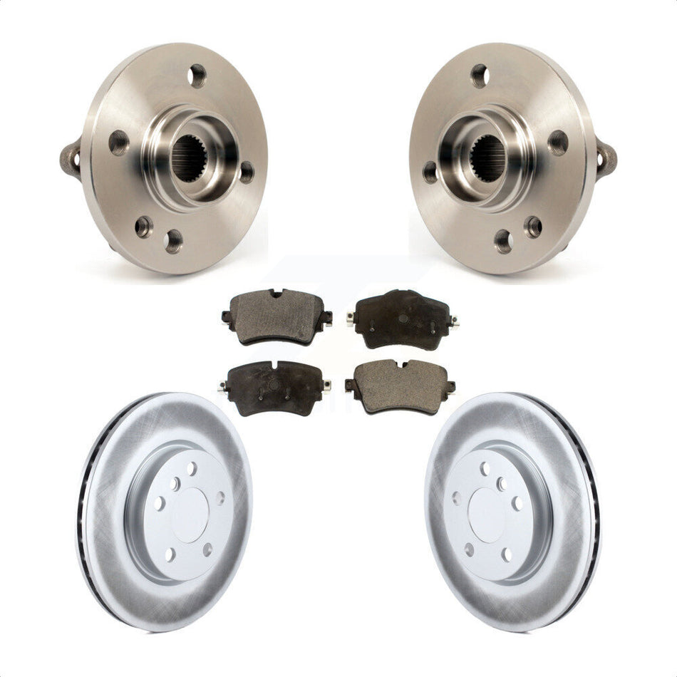 Front Hub Bearing Assembly With Coated Disc Brake Rotors And Ceramic Pads Kit For 2015 Mini Cooper Convertible Coupe 294mm Diameter Rotor 5 Lug Wheels KBB-114784