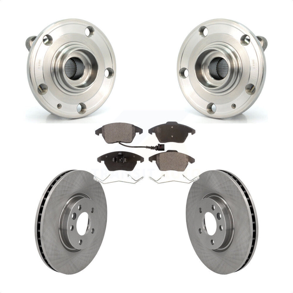 Front Hub Bearing Assembly With Disc Brake Rotors And Semi-Metallic Pads Kit For Volkswagen CC 340mm Diameter Rotor KBB-114801