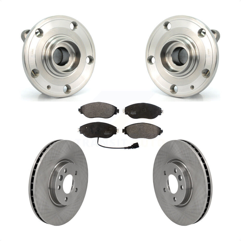 Front Hub Bearing Assembly With Disc Brake Rotors And Semi-Metallic Pads Kit For Volkswagen CC AWD KBB-114802