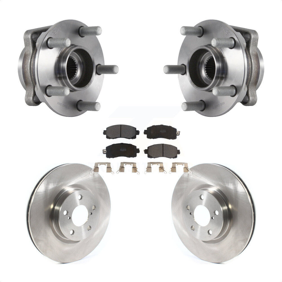 Front Hub Bearing Assembly With Disc Brake Rotors And Semi-Metallic Pads Kit For 2017-2019 Subaru Impreza 276mm Diameter Rotor KBB-114826