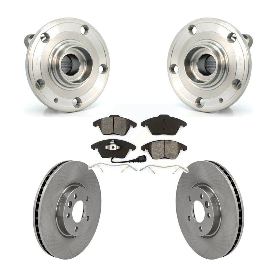 Front Hub Bearing Assembly With Disc Brake Rotors And Semi-Metallic Pads Kit For Volkswagen CC 340mm Diameter Rotor KBB-114832