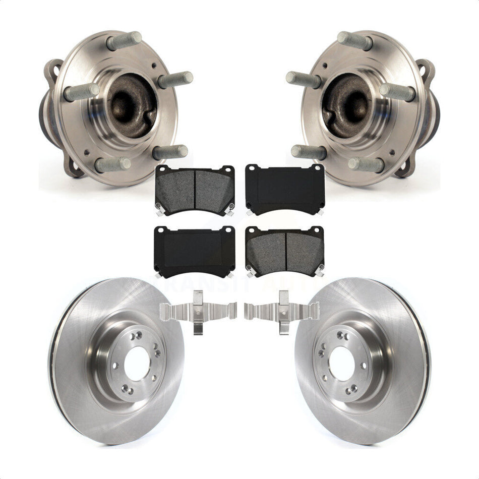 Front Hub Bearing Assembly With Disc Brake Rotors And Semi-Metallic Pads Kit For Hyundai Genesis Equus KBB-114834