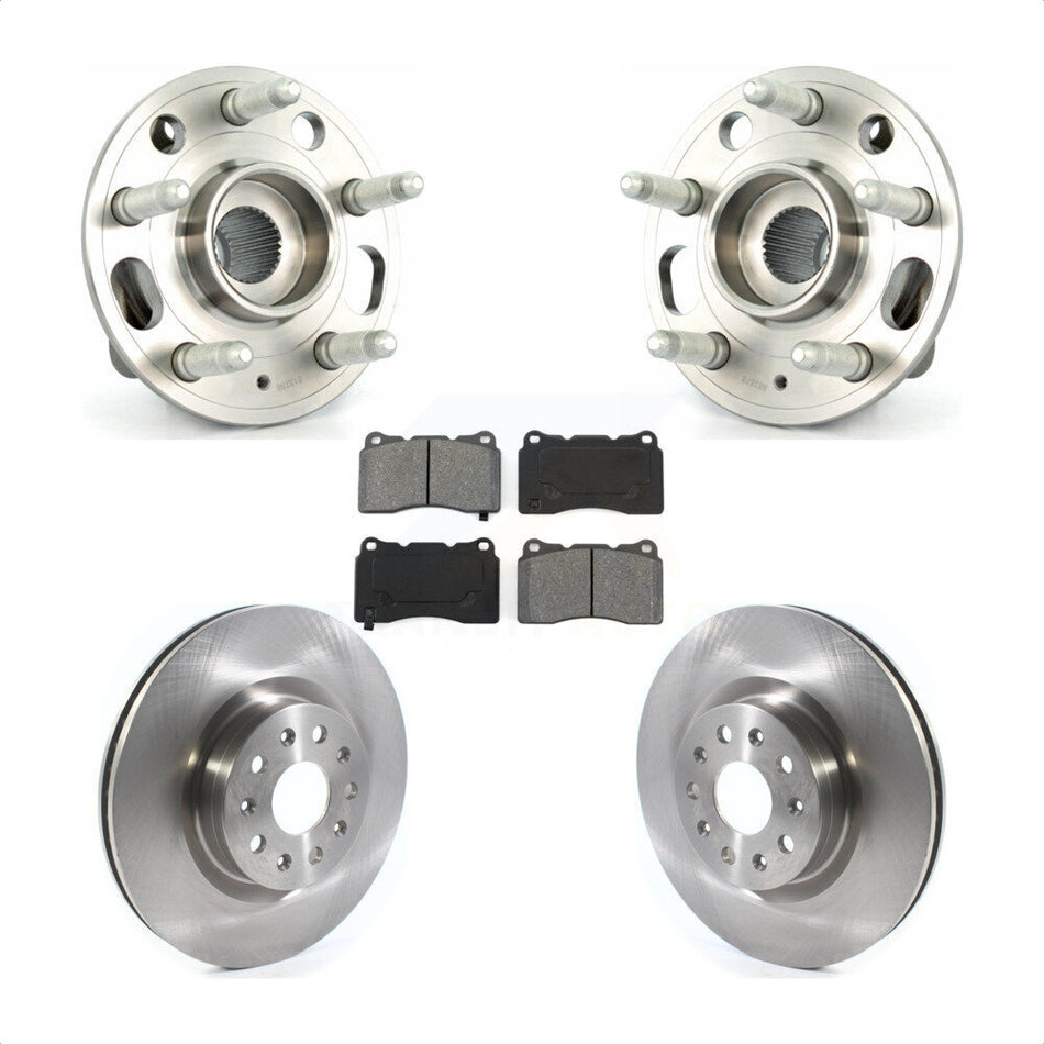 Front Hub Bearing Assembly With Disc Brake Rotors And Semi-Metallic Pads Kit For 2015 Cadillac CTS Base Premium Luxury Performance with AWD 18" Factory Wheels KBB-114839