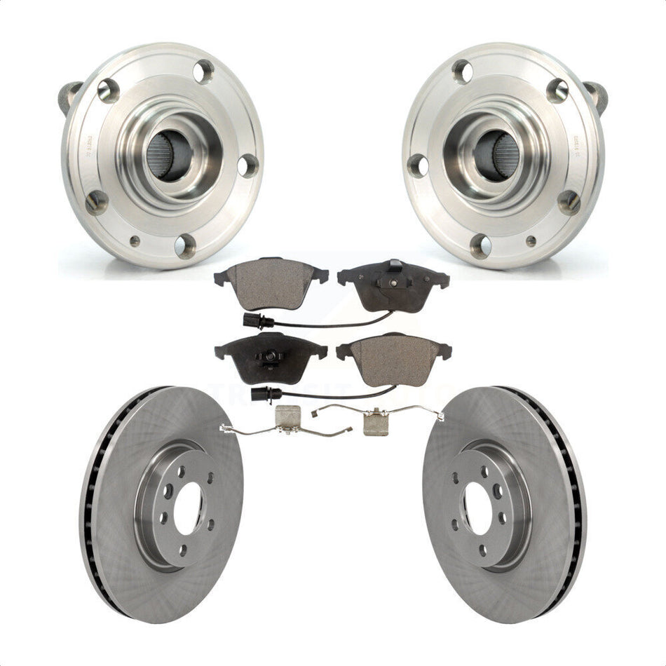 Front Hub Bearing Assembly With Disc Brake Rotors And Ceramic Pads Kit For Volkswagen CC 340mm Diameter Rotor KBB-114858