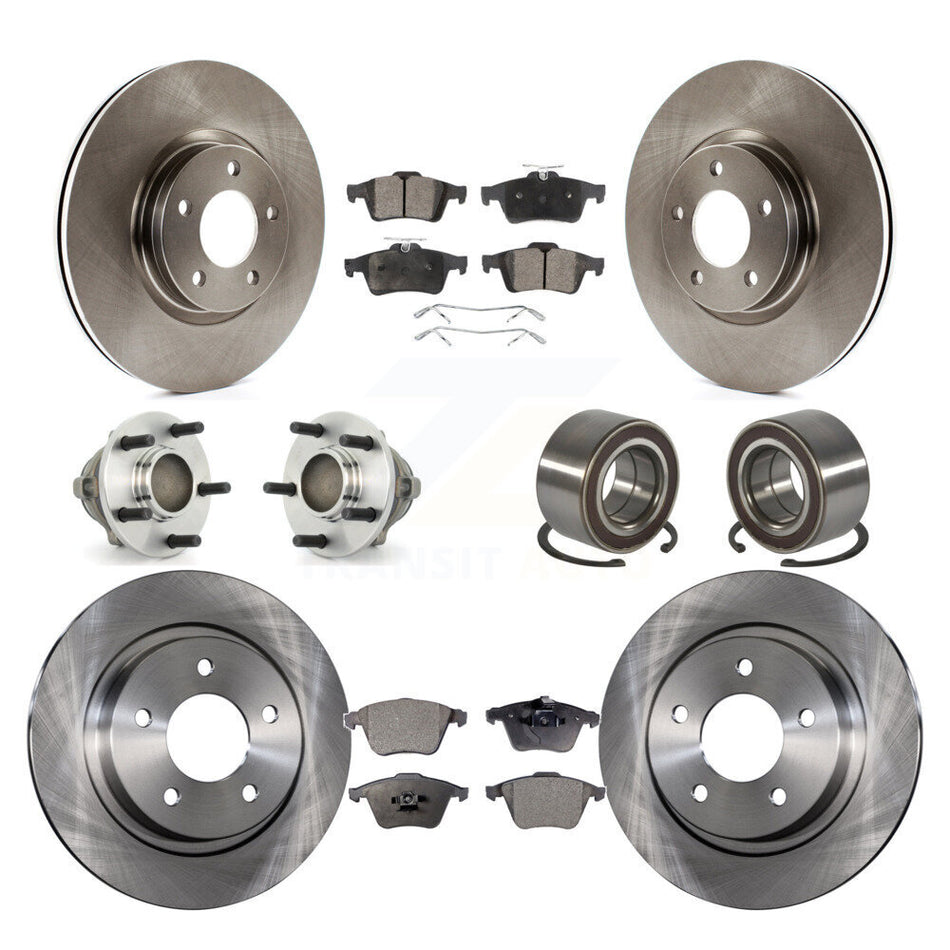 Front Rear Wheel Hub Bearings Assembly Disc Brake Rotors And Semi-Metallic Pads Kit (10Pc) For Mazda 3 KBB-114889