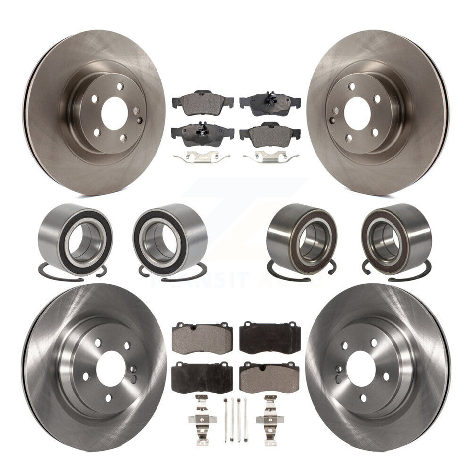 Front Rear Wheel Bearings Disc Brake Rotors And Semi-Metallic Pads Kit (10Pc) For 2012 Mercedes-Benz S350 With Sport Package KBB-114893