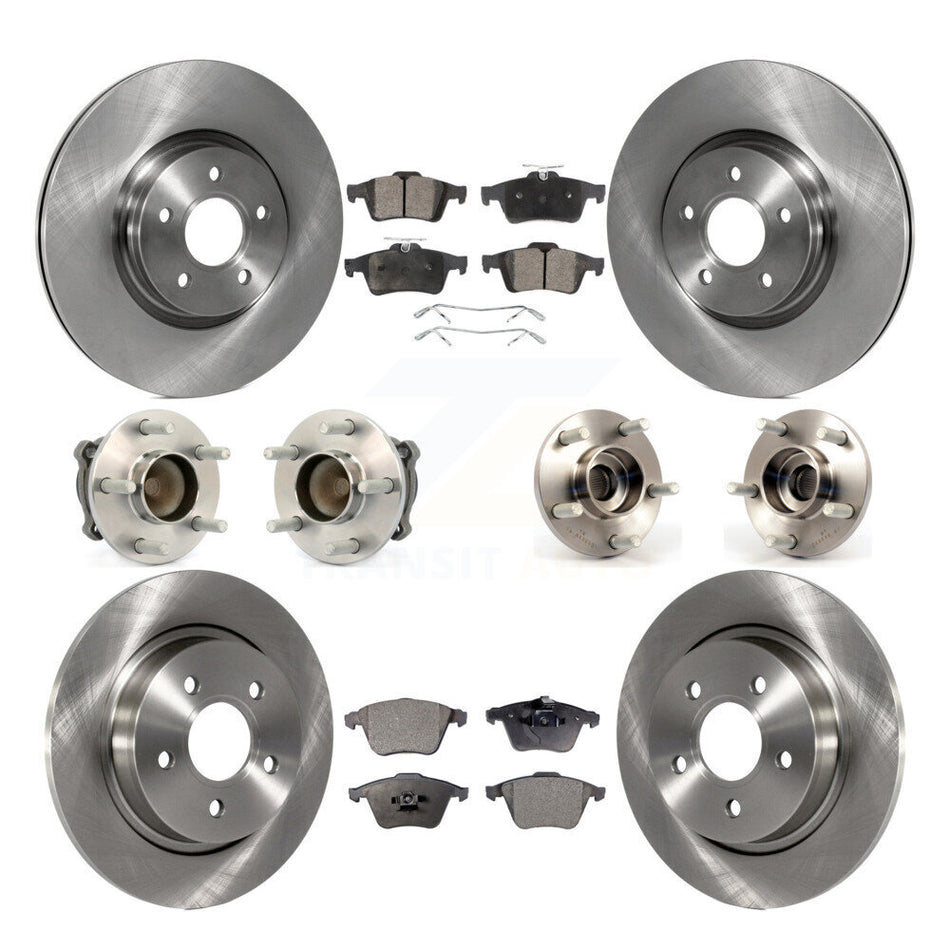 Front Rear Hub Bearings Assembly Disc Brake Rotors And Semi-Metallic Pads Kit (10Pc) For Volvo S40 C70 V50 With 320mm Diameter Rotor KBB-114918