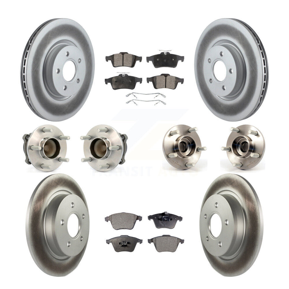 Front Rear Hub Bearings Assembly Coated Disc Brake Rotors And Semi-Metallic Pads Kit (10Pc) For Volvo S40 C70 V50 With 320mm Diameter Rotor KBB-114935