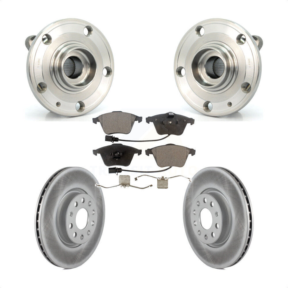 Front Hub Bearing Assembly With Coated Disc Brake Rotors And Semi-Metallic Pads Kit For Volkswagen CC Passat KBB-114944