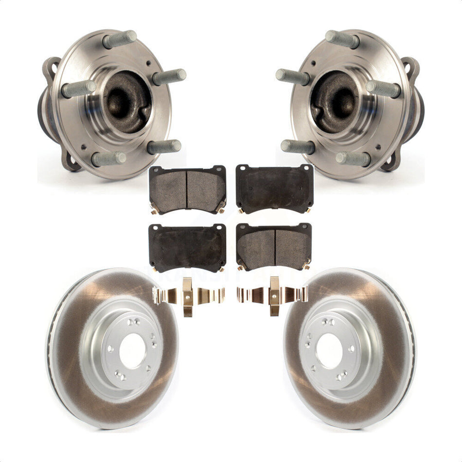 Front Hub Bearing Assembly With Coated Disc Brake Rotors And Semi-Metallic Pads Kit For Hyundai Genesis KBB-114948