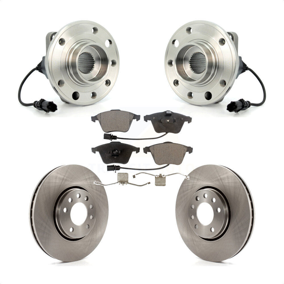 Front Hub Bearing Assembly With Disc Brake Rotors And Semi-Metallic Pads Kit For 2010 Saab 9-3X 302mm Diameter Rotor KBB-114959