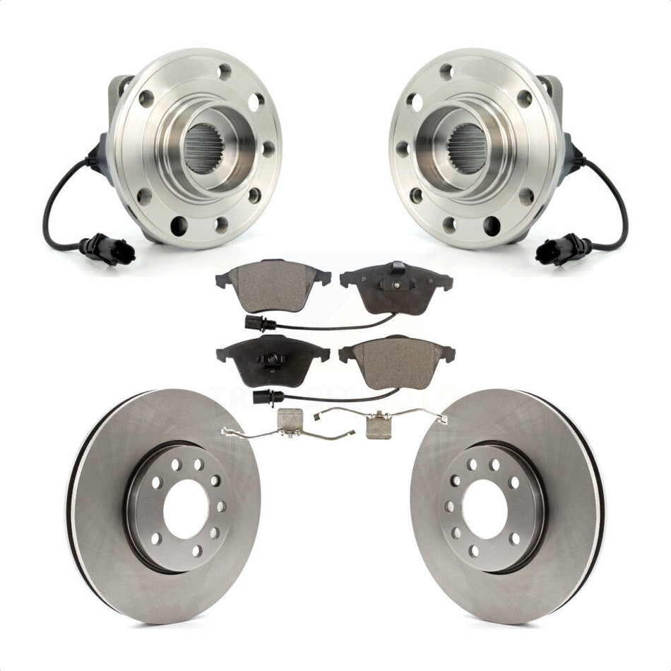 Front Hub Bearing Assembly With Disc Brake Rotors And Semi-Metallic Pads Kit For 2010 Saab 9-3X 285mm Diameter Rotor KBB-114960