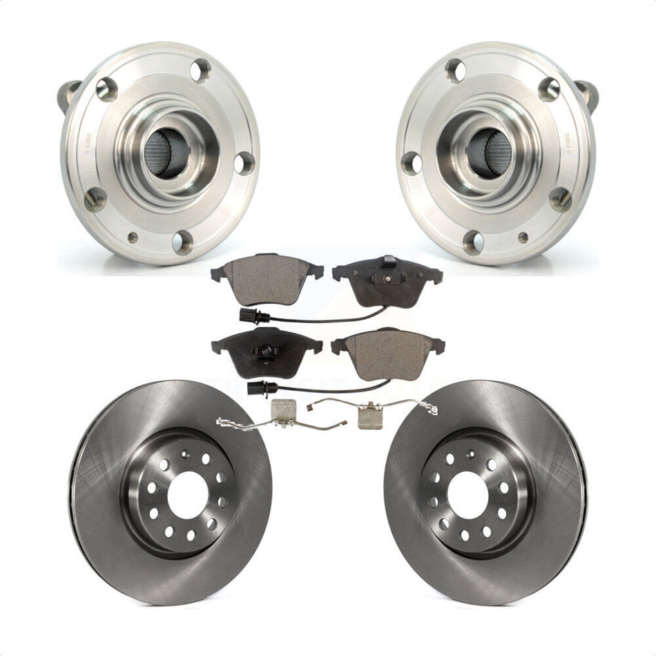 Front Hub Bearing Assembly With Disc Brake Rotors And Semi-Metallic Pads Kit For Volkswagen CC Passat KBB-114962
