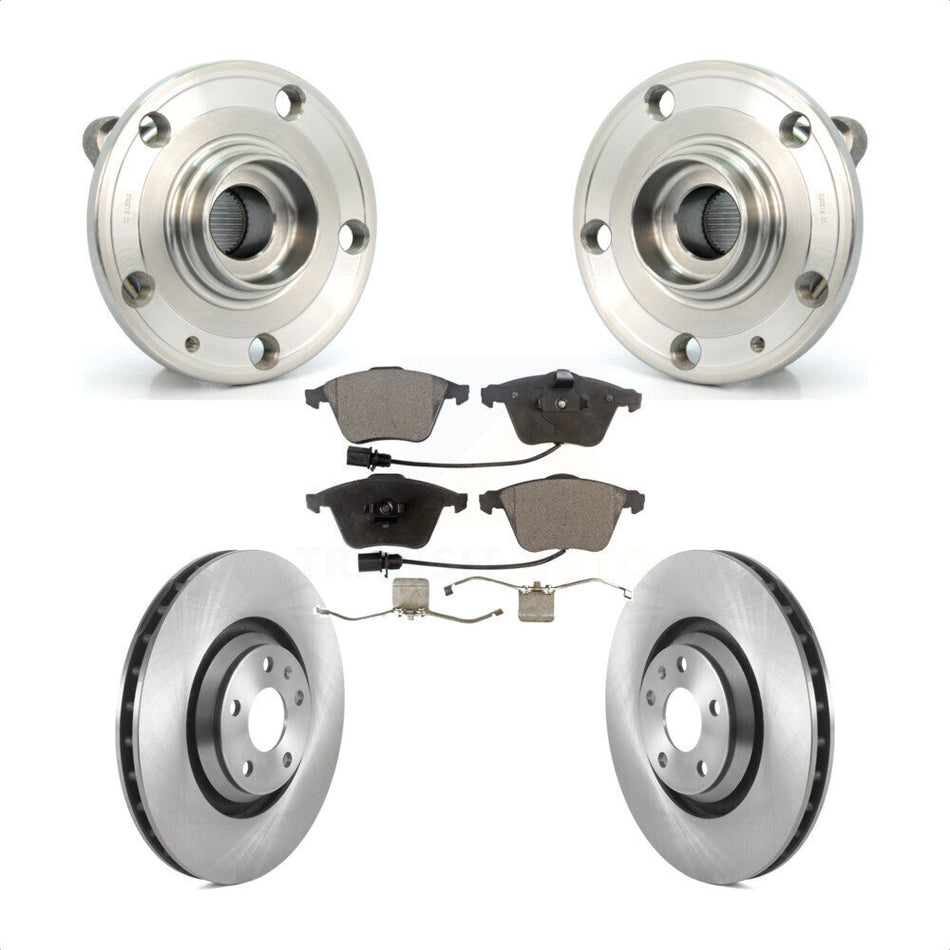Front Hub Bearing Assembly With Disc Brake Rotors And Semi-Metallic Pads Kit For Audi TT Quattro 340mm Diameter Rotor KBB-114964