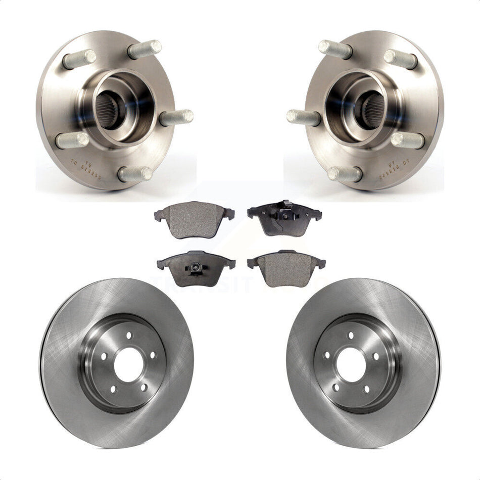 Front Hub Bearing Assembly With Disc Brake Rotors And Semi-Metallic Pads Kit For Volvo S40 C70 V50 320mm Diameter Rotor KBB-114966