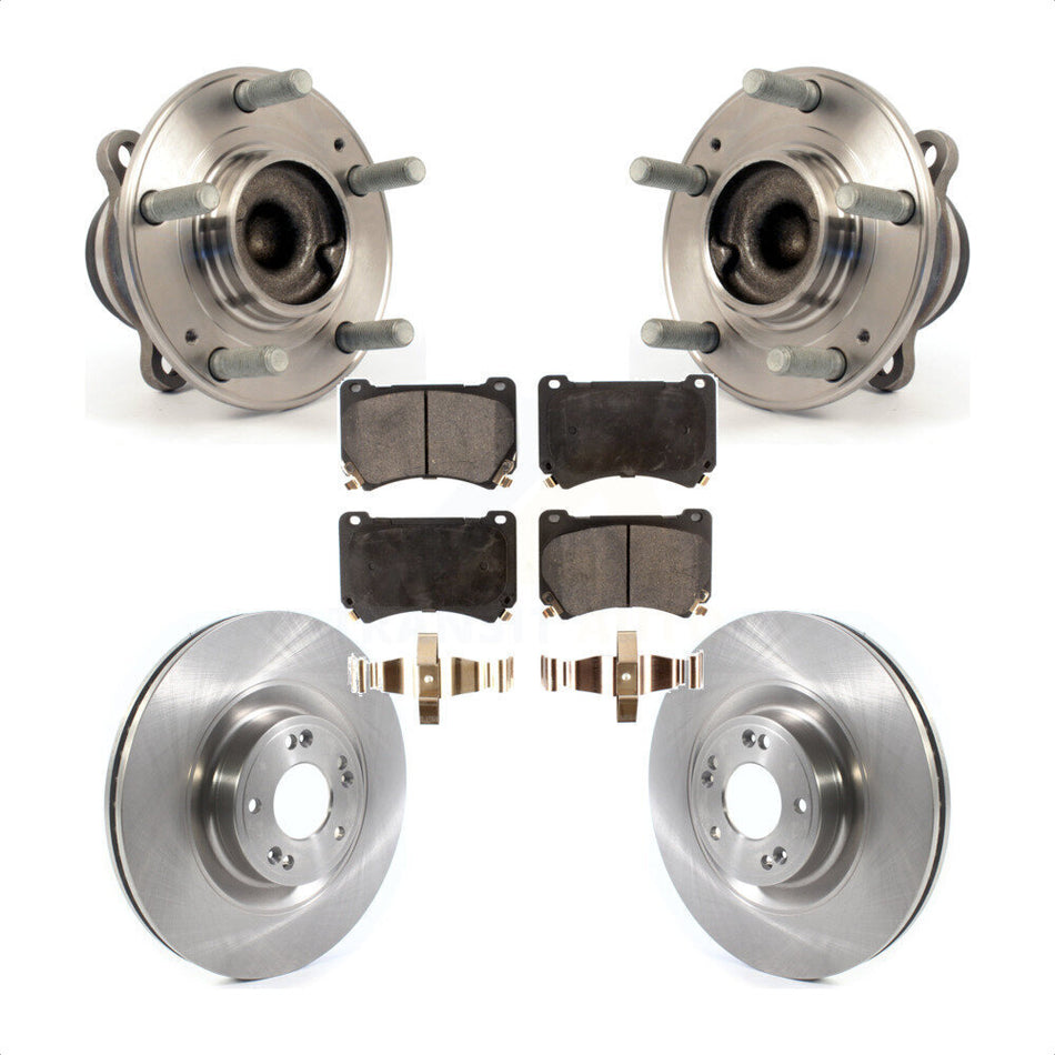 Front Hub Bearing Assembly With Disc Brake Rotors And Semi-Metallic Pads Kit For Hyundai Genesis Equus KBB-114968