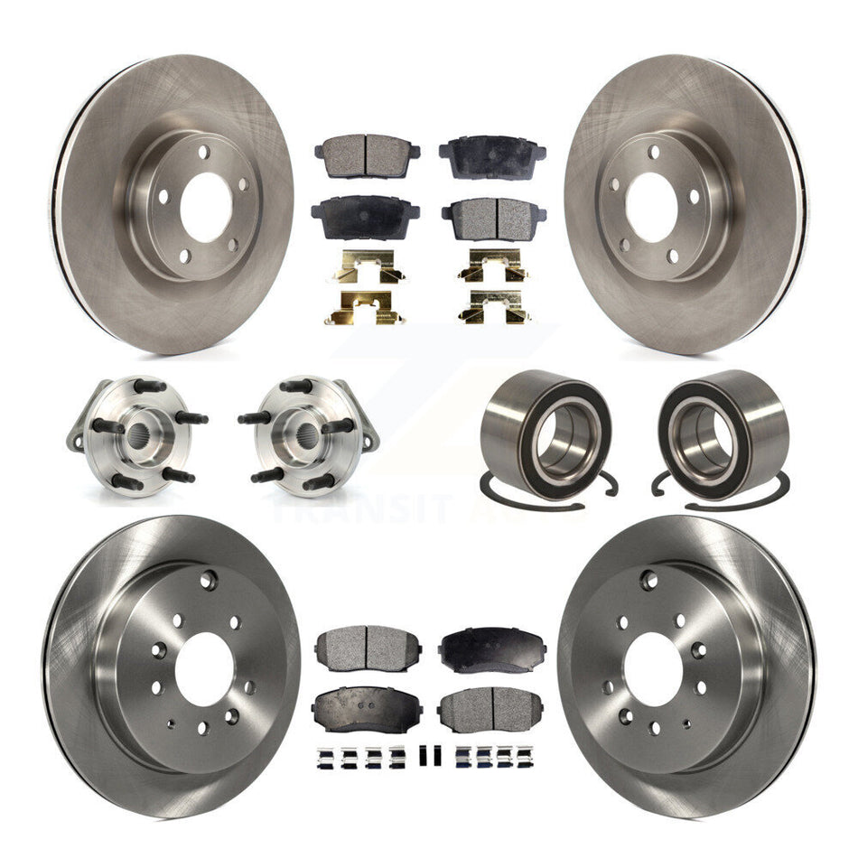 Front Rear Wheel Hub Bearings Assembly Disc Brake Rotors And Semi-Metallic Pads Kit (10Pc) For 2007-2010 Ford Edge Lincoln MKX AWD KBB-114982