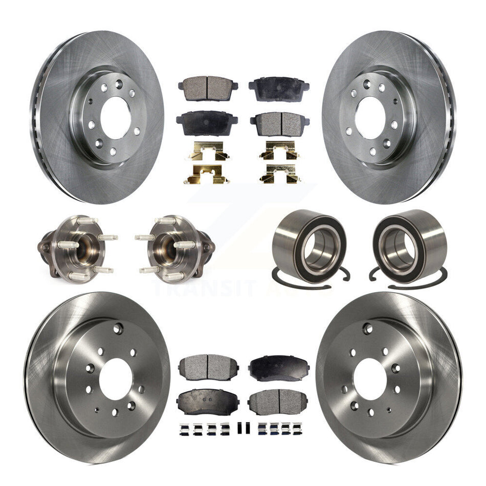 Front Rear Wheel Hub Bearings Assembly Disc Brake Rotors And Semi-Metallic Pads Kit (10Pc) For 2009-2009 Ford Edge Lincoln MKX FWD KBB-114984