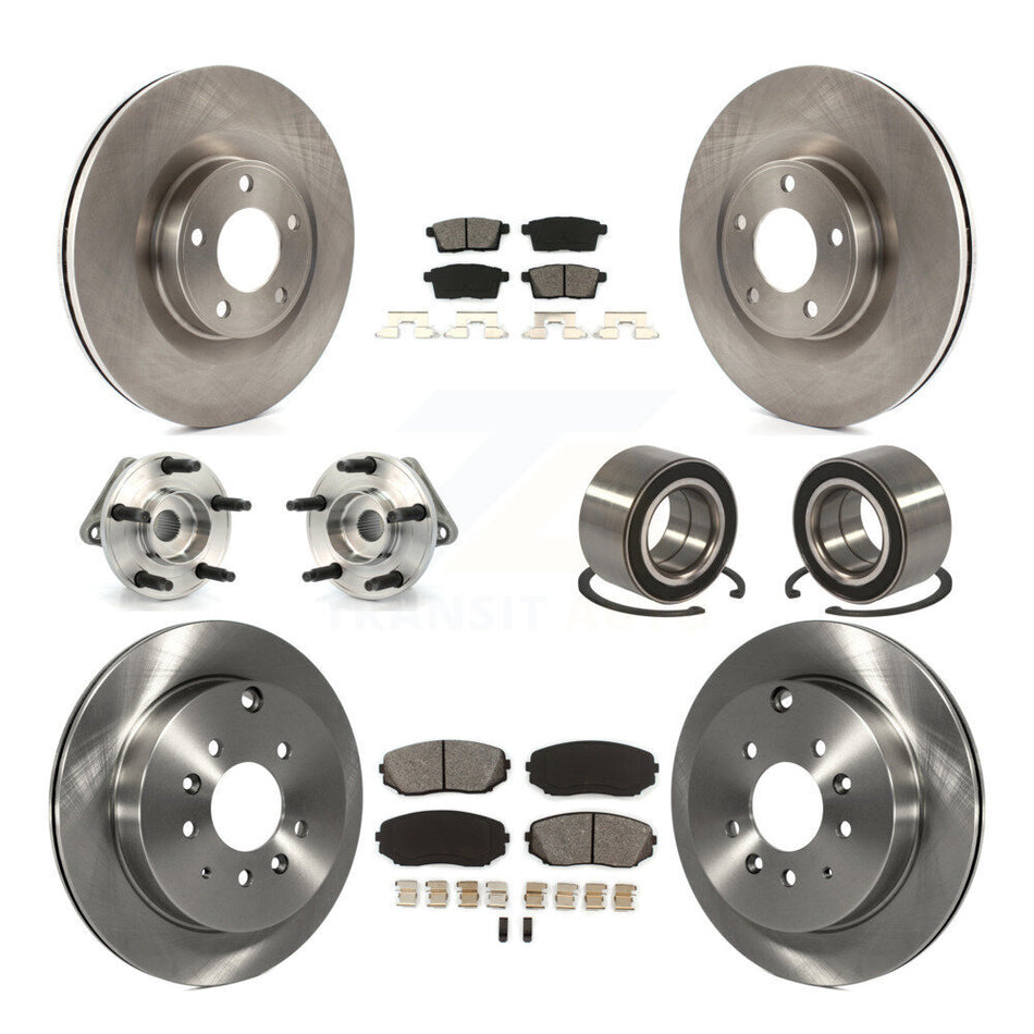 Front Rear Wheel Hub Bearings Assembly Disc Brake Rotors And Semi-Metallic Pads Kit (10Pc) For 2007-2010 Ford Edge Lincoln MKX AWD KBB-114987