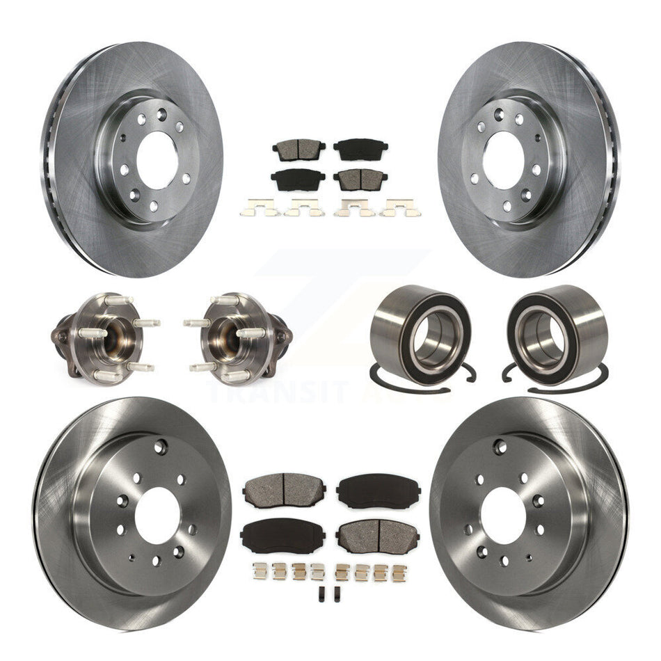 Front Rear Wheel Hub Bearings Assembly Disc Brake Rotors And Semi-Metallic Pads Kit (10Pc) For 2009-2009 Ford Edge Lincoln MKX FWD KBB-114989