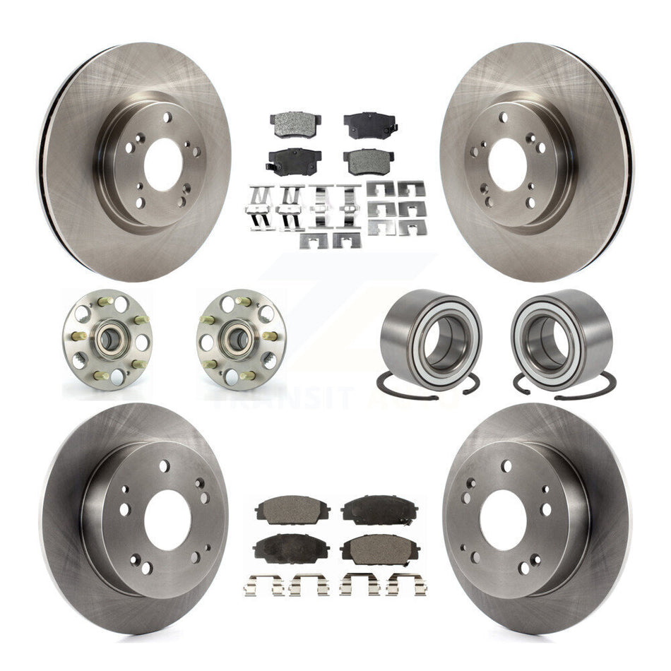 Front Rear Wheel Hub Bearings Assembly Disc Brake Rotors And Ceramic Pads Kit (10Pc) For 2002-2006 Acura RSX Type-S KBB-114990