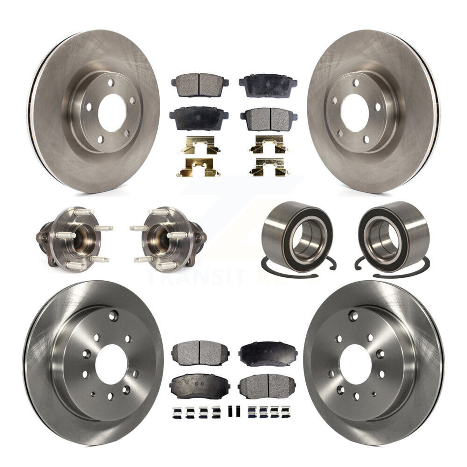 Front Rear Wheel Hub Bearings Assembly Disc Brake Rotors And Ceramic Pads Kit (10Pc) For 2010-2010 Ford Edge Lincoln MKX FWD KBB-114996