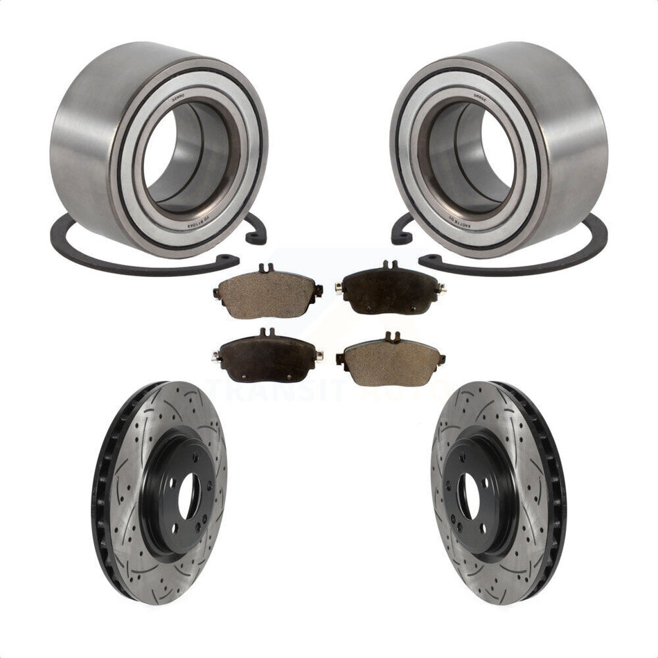 Front Wheel Bearing With Coated Drilled Slotted Disc Brake Rotors And Semi-Metallic Pads Kit For Mercedes-Benz CLA250 GLA250 INFINITI QX30 KBB-115002