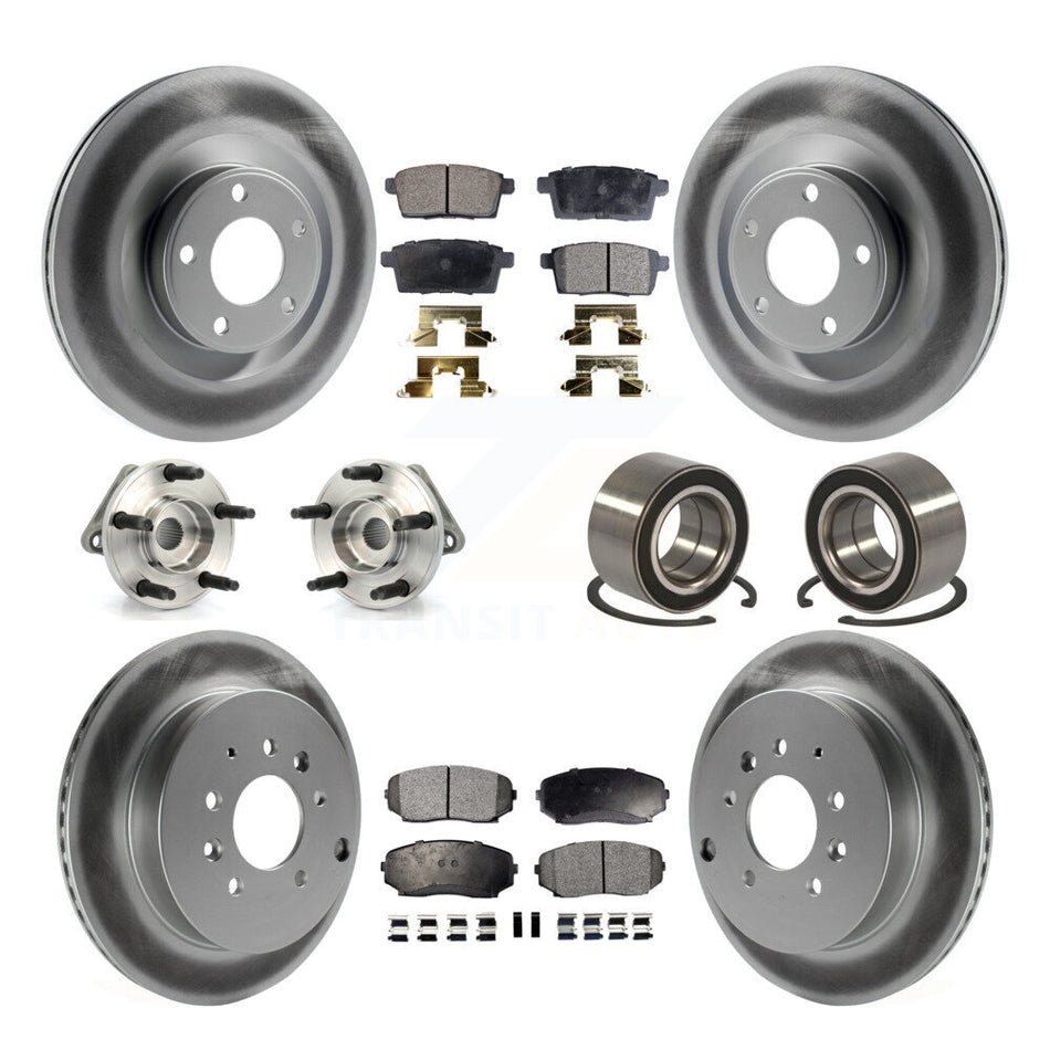 Front Rear Wheel Hub Bearings Assembly Coated Disc Brake Rotors And Semi-Metallic Pads Kit (10Pc) For 2007-2010 Ford Edge Lincoln MKX AWD KBB-115017