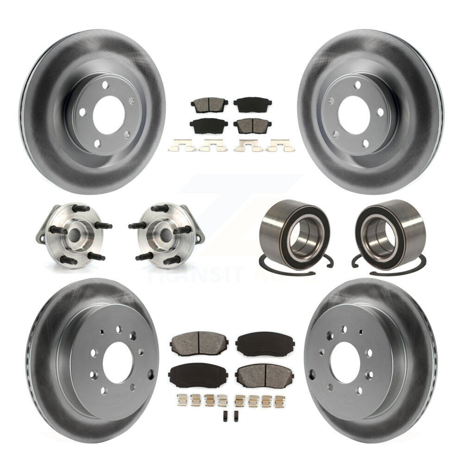 Front Rear Wheel Hub Bearings Assembly Coated Disc Brake Rotors And Semi-Metallic Pads Kit (10Pc) For 2007-2010 Ford Edge Lincoln MKX AWD KBB-115023
