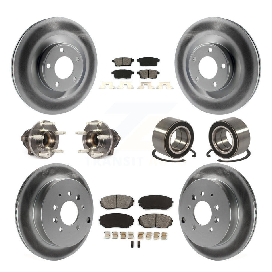 Front Rear Wheel Hub Bearings Assembly Coated Disc Brake Rotors And Semi-Metallic Pads Kit (10Pc) For 2010-2010 Ford Edge Lincoln MKX FWD KBB-115024