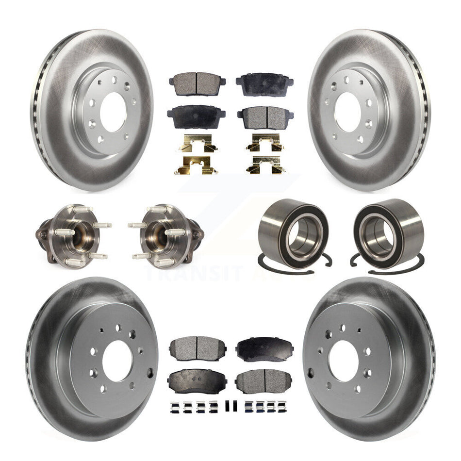 Front Rear Wheel Hub Bearings Assembly Coated Disc Brake Rotors And Ceramic Pads Kit (10Pc) For 2009-2009 Ford Edge Lincoln MKX FWD KBB-115033