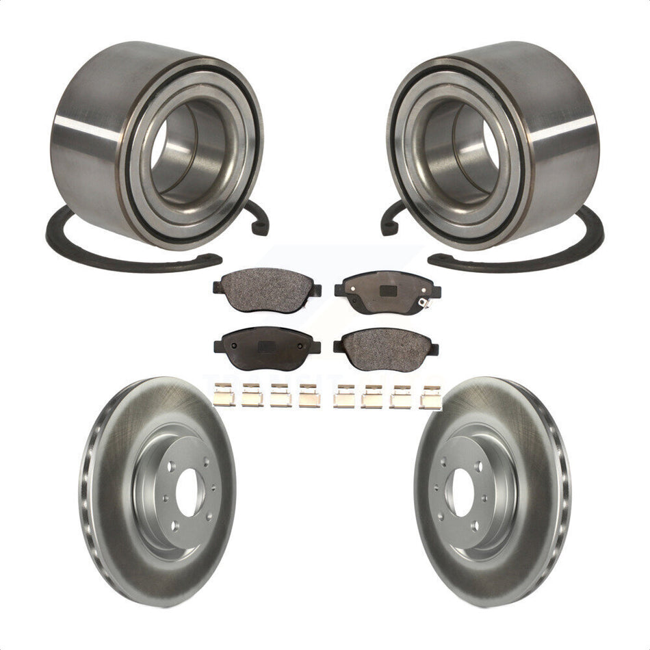 Front Wheel Bearing With Coated Disc Brake Rotors And Ceramic Pads Kit For 2012-2017 Fiat 500 Turbocharged with GAS engine KBB-115038