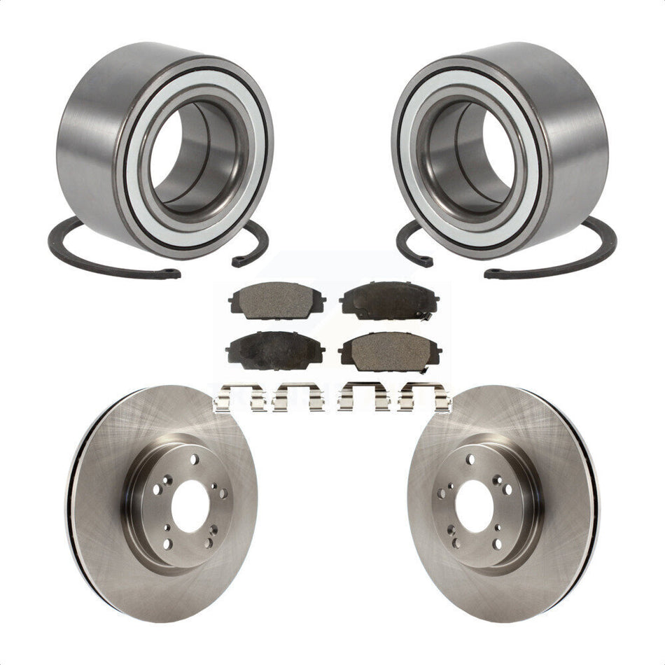 Front Wheel Bearing With Disc Brake Rotors And Semi-Metallic Pads Kit For 2002-2006 Acura RSX Type-S KBB-115041
