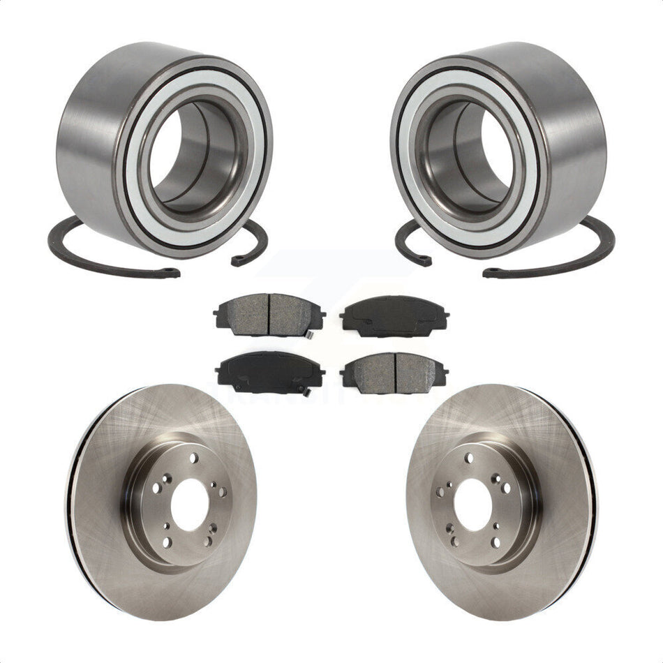 Front Wheel Bearing With Disc Brake Rotors And Semi-Metallic Pads Kit For 2002-2006 Acura RSX Type-S KBB-115044