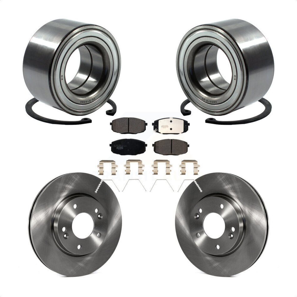 Front Wheel Bearing With Disc Brake Rotors And Ceramic Pads Kit For Kia Soul Forte KBB-115048