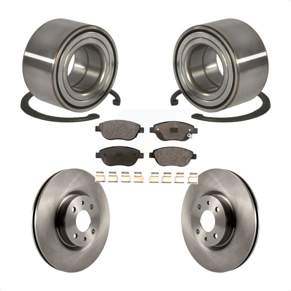 Front Wheel Bearing With Disc Brake Rotors And Ceramic Pads Kit For 2012-2017 Fiat 500 Turbocharged with GAS engine KBB-115050